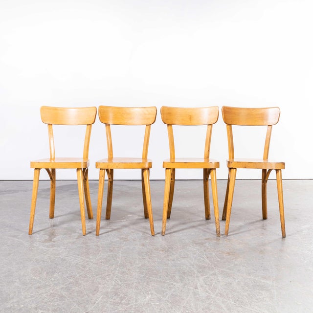 French Blonde Bentwood Dining Chairs from Baumann, 1950s, Set of 4 For Sale - Image 9 of 9