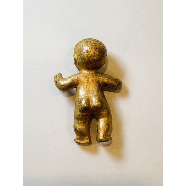 Figurative Vintage Allison Mager Style Gold Tone Baby Brooch Unique Statement Costume Jewelry Piece For Sale - Image 3 of 10