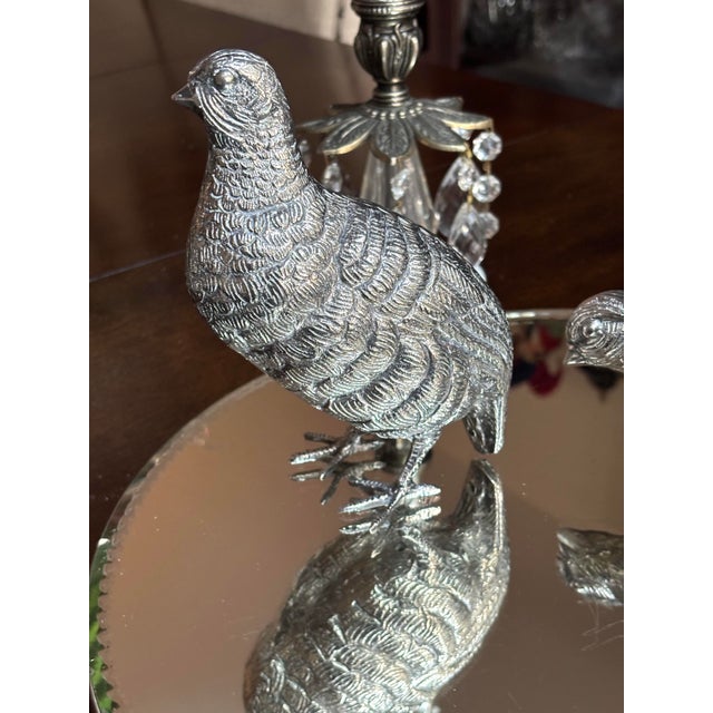 Pair of Vintage Italian SilverPlate Quails For Sale - Image 4 of 9