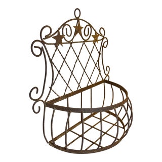 Vintage Metal Iron Planter Flower Window Box Wall Hanging Basket French Chic For Sale