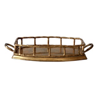 Mid-Century Hollywood Regency Brass Gallery Tray For Sale