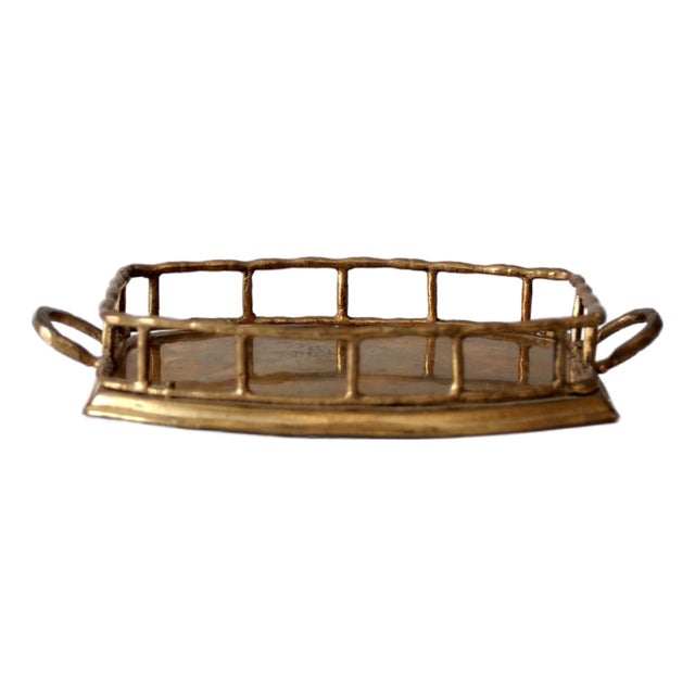 Mid-Century Hollywood Regency Brass Gallery Tray For Sale
