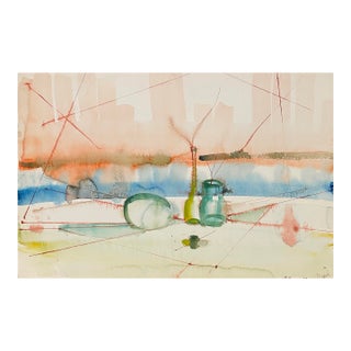 1952 Robert Colborne Still Life in a Modern Landscape Painting For Sale