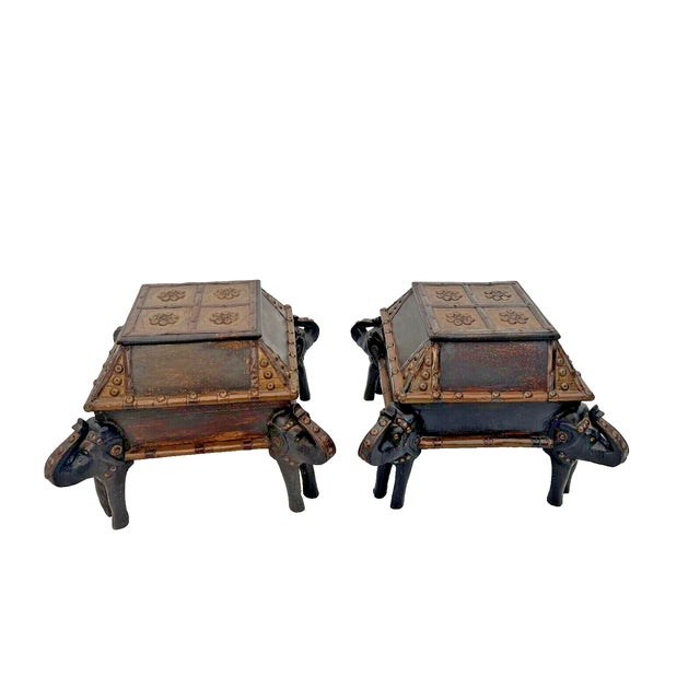 Mid Century Low Tables Elephant Legs Trunk Style Storage Hand Crafted Set of 2 For Sale In Palm Springs - Image 6 of 11