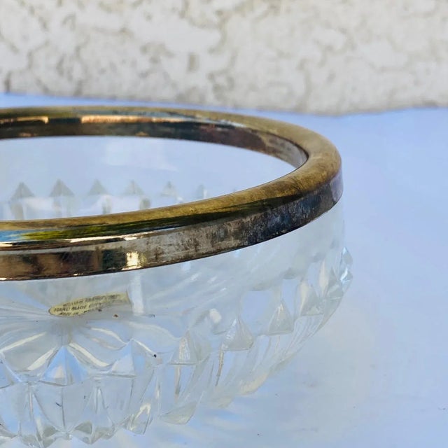 Metal 1950s Pair of William Adams Crystal Glass Bowls With Stand For Sale - Image 7 of 13