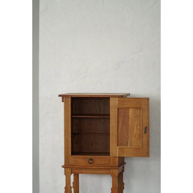 Scandinavian Narrow Oak Cabinet, 1950s For Sale - Image 11 of 17