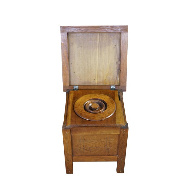 Victorian Antique 19th Century Victorian Oak Chamber Pot Commode Toilet Step Stool 16" For Sale - Image 3 of 18