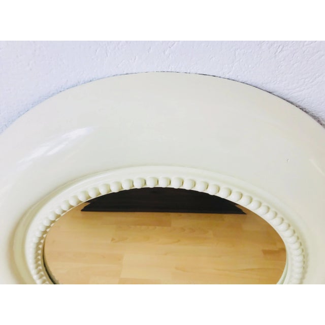Large American Round Beige Wall Mirror, 1970s For Sale - Image 3 of 10