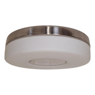 Vintage Ceiling Lamp with Stainless Steel Bracket and Opaque White Glass Shade, 2000s For Sale