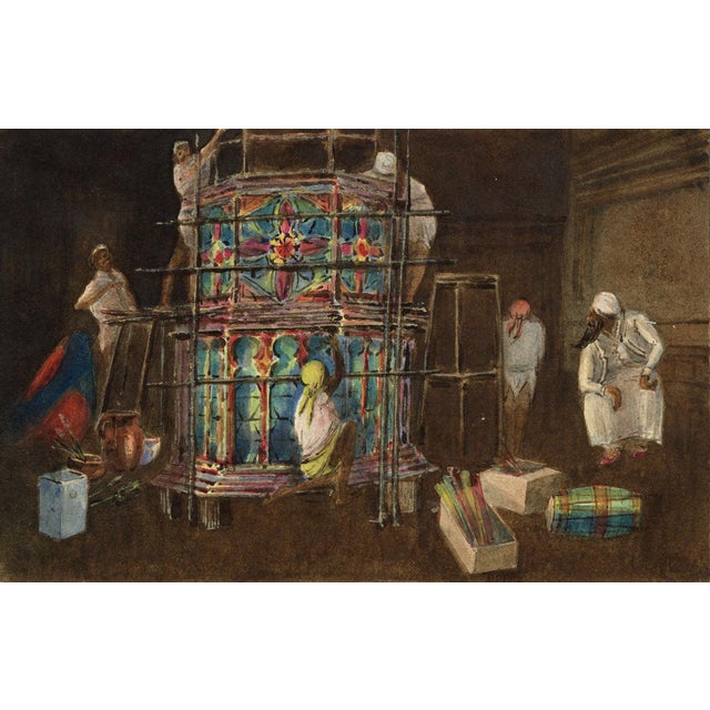 Whylock Pendavis, Building a Ghoon for Yamsé Muslim Festival, Mauritius, 1800s, Paper For Sale
