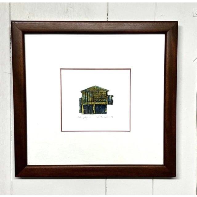 This original artwork titled "Casa Playera" is a 2003 engraving of a Caribbean beach house from Puerto Rico. The 13"x13"...