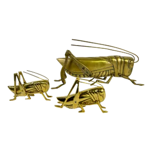 1970s Hollywood Regency Brass Grasshopper Family- Set of 3