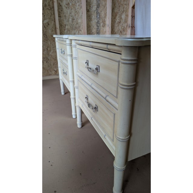 Vintage Henry Link Bali Hai Faux Bamboo Nightstands, Pair of 2, Original Finish For Sale - Image 14 of 18