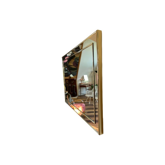 1980s Vintage Postmodern 80s Wall Mirror Gold 1980s Modern For Sale - Image 5 of 8