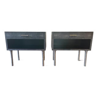 Made Goods Dario Faux Shagreen Nightstands (Pair), Attributed For Sale