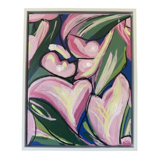 Modern Abstract Floral Acrylic Painting, “Summer Floral Two,” Signed, Dated For Sale