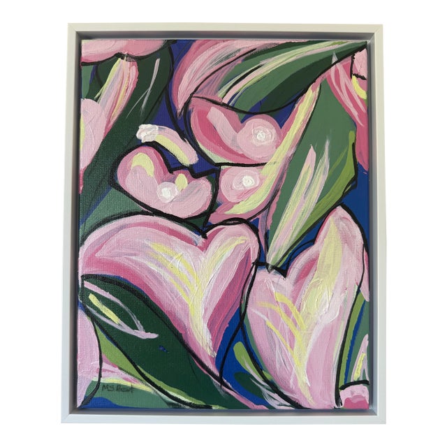 Modern Abstract Floral Acrylic Painting, “Summer Floral Two,” Signed, Dated For Sale
