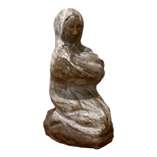 Vintage Stoneware Pottery Mother & Child Sculpture Stamped Pottery & Signed by Artist For Sale