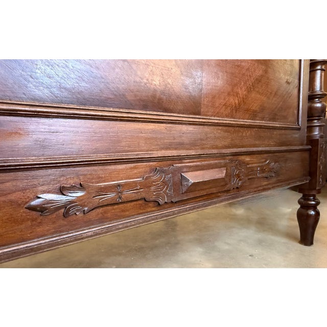 Early 20th Century French Louis XVI Style Walnut Carved Bed Frame, Baroque, Full/ Queen Size For Sale - Image 10 of 18