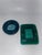 Set of 2 Ashtrays/Decorative ''Robot'' trays by Erik Höglund from the 1960's. Emerald Green Tray - 11x11 CM Blue Tray - 9...