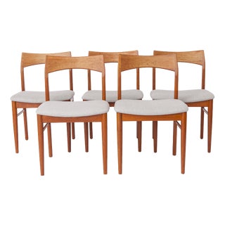 Mid-Century Modern Danish Teak Dining Chairs by Henning Kjærnulf for Vejle Stolefabrik, 1960s, Set of 5 For Sale