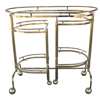 Vintage 1970s Brass Bar Cart For Sale