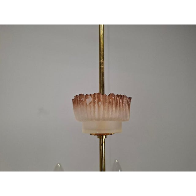 Mid-Century Czech Brass and Frosted Glass 6-Arm Chandelier, Železný Brod, 1960s For Sale - Image 12 of 18