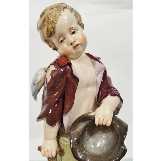 White German 19th C Meissen Porcelain Winged Cupid Angel For Sale - Image 8 of 16