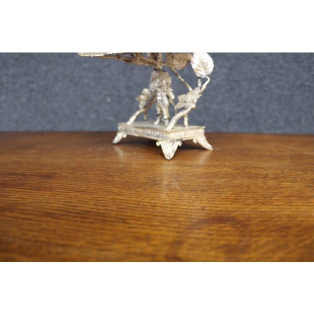 Victorian Figural Silver-Plate Tazza With Engraved Floral Tray For Sale - Image 9 of 18