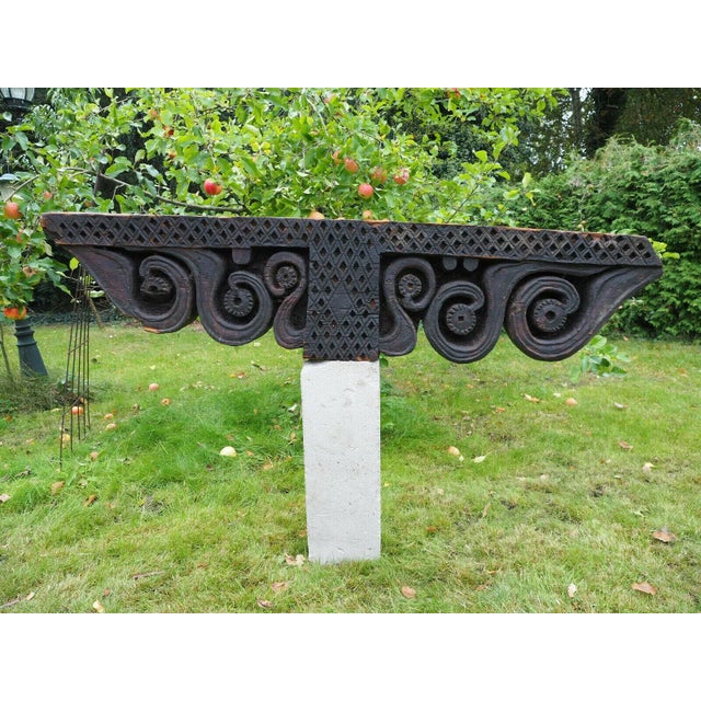 Antique Hand-Carved Wooden Pillar Column Capital, Afghanistan, 1890s For Sale - Image 6 of 11