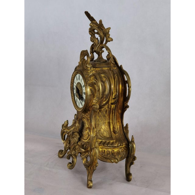 Gold Antique Pendulum Table Clock by Japy Freres, 1855, Set of 3 For Sale - Image 8 of 18