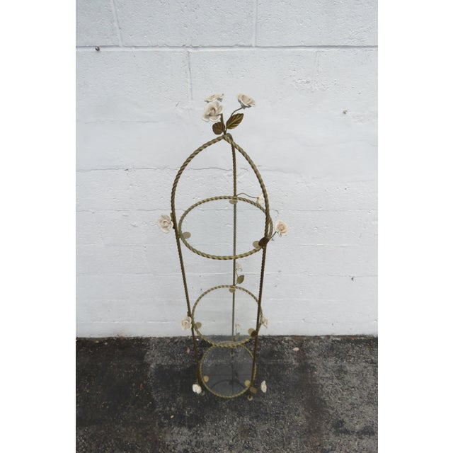 Hollywood Regency Brass Painted Finish Display Shelving Etagere For Sale - Image 11 of 12