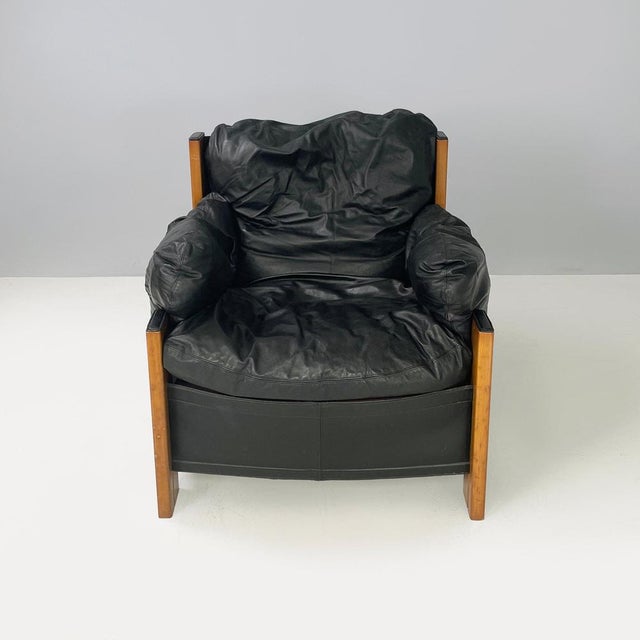 Italian Modern Black Armchair by Afra and Tobia Scarp for Maxalto, 1970s For Sale - Image 4 of 18