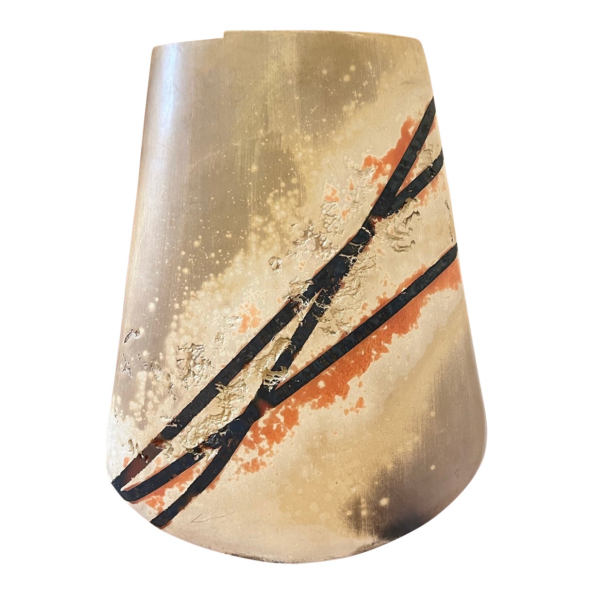 1980s Monumental Hand-Built Raku-Inspired Ceramic Sculpture Art Vase ...