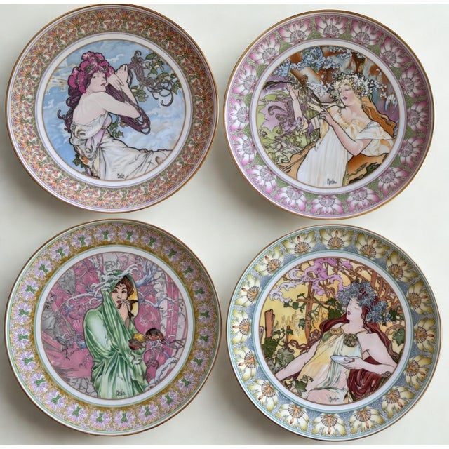 From the master of the Art Nouveau movement, here is a set of four vintage decorative wall plates featuring the work of...