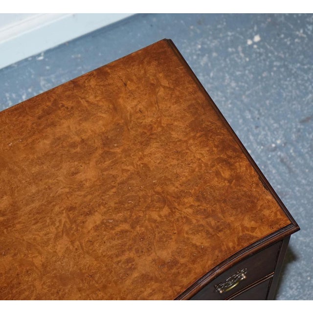 Late 20th Century Burr Walnut Chest of Drawers with Brass Handles For Sale - Image 13 of 16