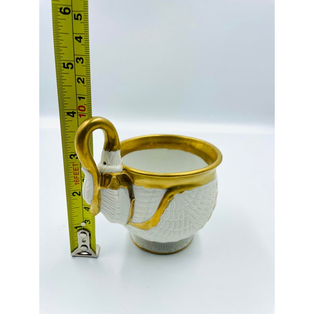 Mid 20th Century by Sadek Swan Gilded Footed Cups & Saucers - Service for 4 For Sale - Image 11 of 12