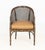 Tortoiseshell Finish Faux Bamboo Cane Paneled Tub Chair, with faux ostrich skin upholstered cushion. 33" H x 23" W x 22.5"...