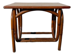 Vintage Bentwood Rattan Side Table Boho Chic Faux Bamboo Accent