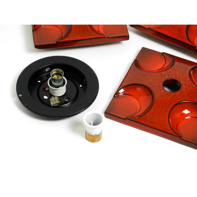 Space Age Red Ceramic Wall Lamps, 1970s, Set of 3 For Sale - Image 12 of 18