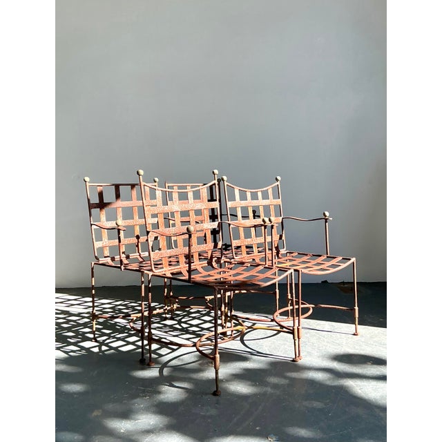 Salterini Vintage Boho Distressed Maurizio Tempestini for Salterini “Amalfi” Outdoor Dining Chairs - Set of 4, Attributed For Sale - Image 4 of 12