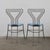 matching pair of 1950s martini chairs with sculptural metal frames and newly upholstered blue velvet seats. both chairs...