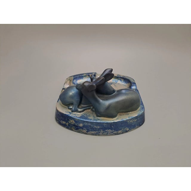 Art Deco Ashtray with Hugging Deer by Zsolnay, Hungary, 1930s For Sale - Image 6 of 10
