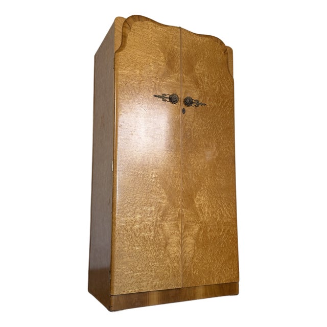 Vintage Art Deco 1940's Burl-Wood Armoire For Sale
