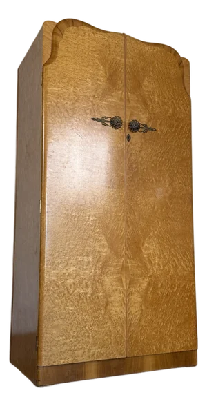 Vintage Art Deco 1940's Burl-Wood Armoire