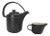 Black Ceramic Teapot and Milk Jug by F. Bucci for Laboratorio Pesaro, 1970s, Set of 2 For Sale
