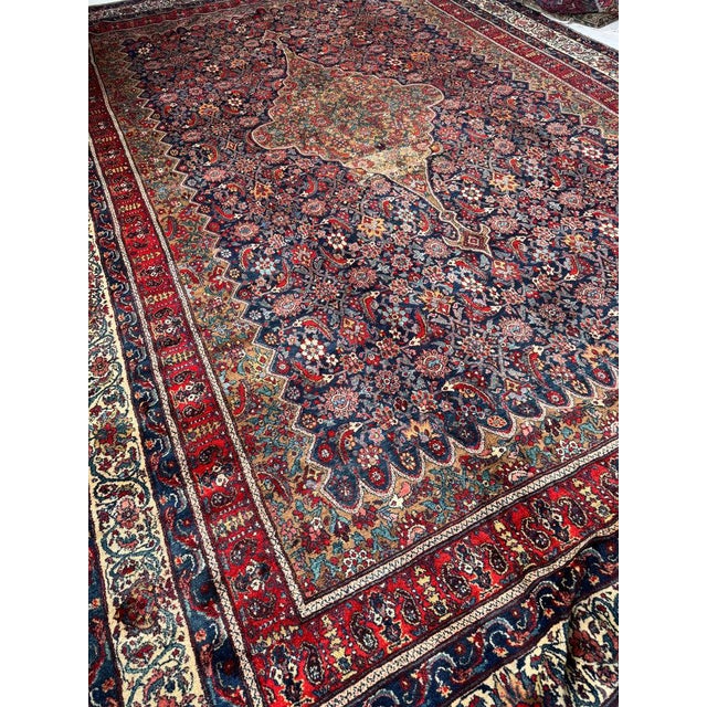 1930s 1930s Palace Size Persian Bibikibad in Deep Blue Plush Full Pile Rug 10.6 x 16.5 For Sale - Image 5 of 6