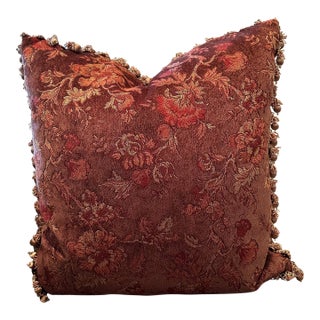 Vintage Schumacher Épingle Brown, Rust and Beige Velvet 26" Pillow For Sale