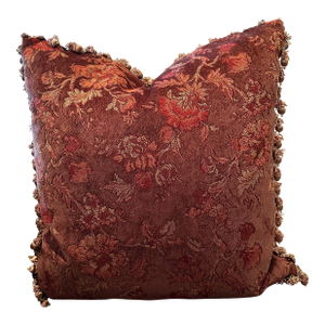 Vintage Schumacher Épingle Brown, Rust and Beige Velvet 26" Pillow
