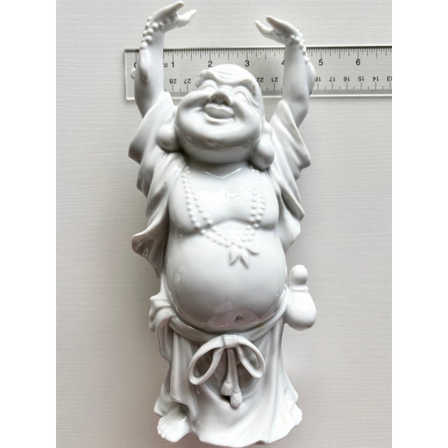 Chinese White Porcelain Laughing Buddha Figurine Vintage For Sale - Image 9 of 10
